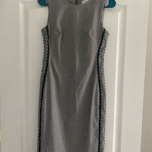 Calvin Klein Black and White Houndstooth Midi Dress